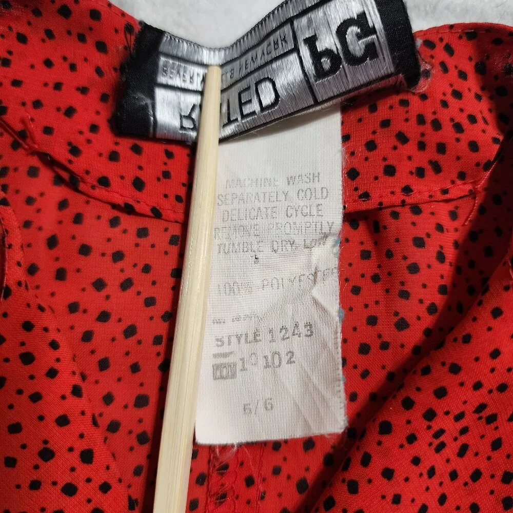 Vintage 1980's Rated PG Red Wrap Dress - Size‎ 5/6 - Picture 3 of 4